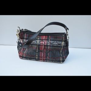 NWOT Coach logo tartan plaid small shoulder bag